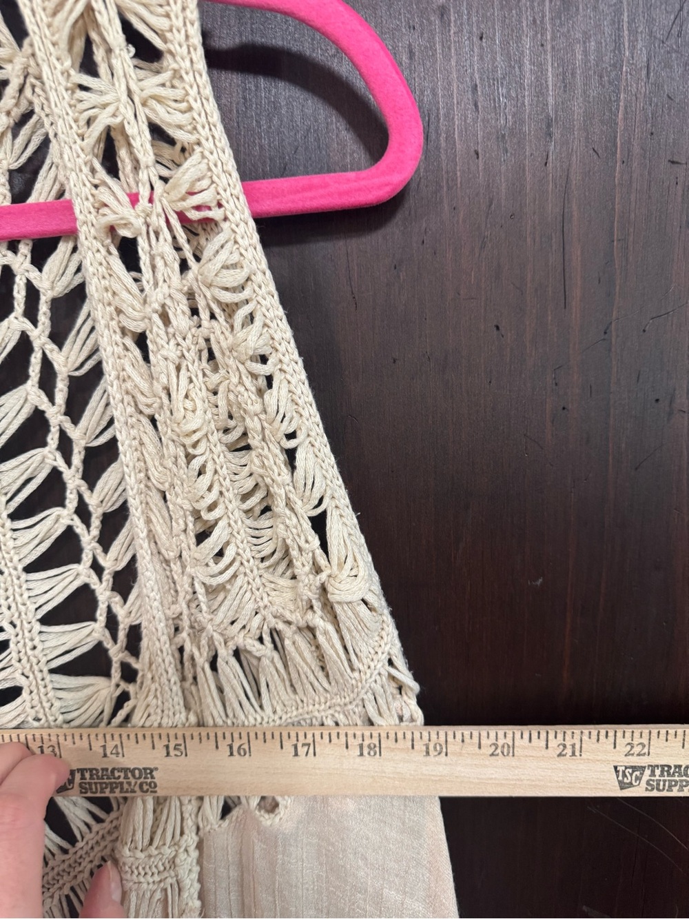 Daytrip Boho Crochet Fringe Vest - Cream Vintage Style Vest Size Small - Picture 8 of 8